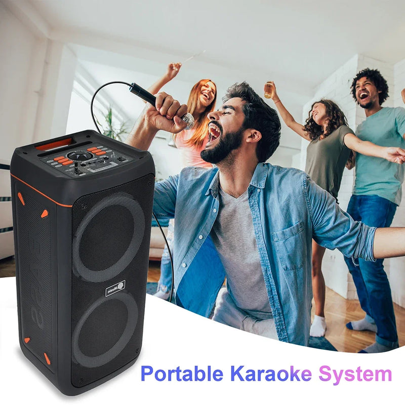 Caixa de Som Bluetooth Potente - Subwoofer Grande, Estéreo Wireless, Suporte para FM, SD, USB e Microfone