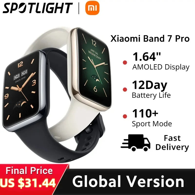 Xiaomi Smart Band 7 Pro Global - Tela AMOLED 1.64", Monitoramento de Oxigênio no Sangue e GPS